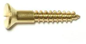MIDWEST FASTENER 61675 Wood Screw, #8, 1-1/4 in, Plain Brass Flat Head Slotted