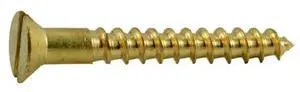 MIDWEST FASTENER 62057 Wood Screw, #4, 7/8 in, Plain Brass Flat Head Slotted