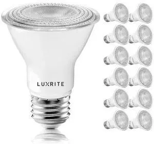 LUXRITE LR31604-12PC PAR20 LED Light Bulbs 7W (50W Equivalent) 500LM 5000K