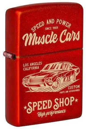 ZIPPO 48523 Muscle Car Design Metallic Red Pocket Lighter