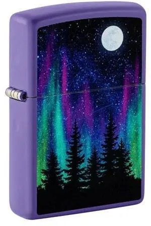 ZIPPO 48565 Northern Lights Design Purple Matte Pocket Lighter