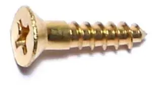 MIDWEST FASTENER 62805 Wood Screw, #6, 5/8 in, Plain Brass Flat Head Phillips