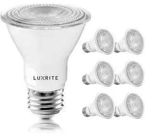 LUXRITE LR31604-6PC PAR20 LED Light Bulbs 7W (50W Equivalent) 500LM 5000K
