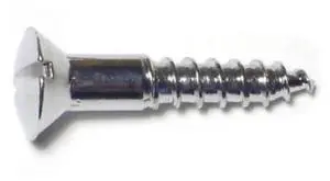 MIDWEST FASTENER 61714 Wood Screw, #8, 1 in, Chrome Brass Oval Head Slotted