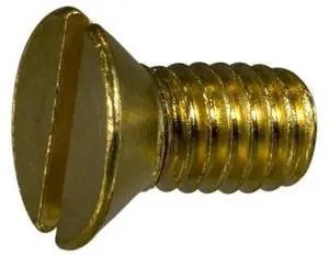 MIDWEST FASTENER 61471 #10-24 x 3/8 in Slotted Flat Machine Screw, Plain Brass,