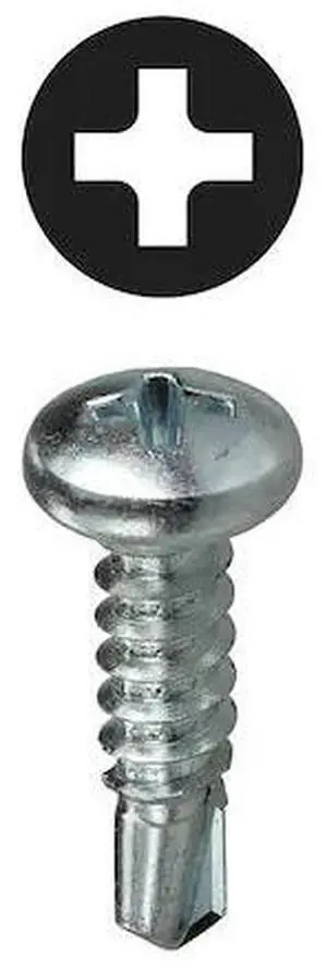 DOTTIE TEKPH81 Self-Drilling Screw, #8-18 x 1 in, Zinc Plated Steel Pan Head