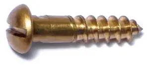 MIDWEST FASTENER 61027 Wood Screw, #12, 1 in, Plain Brass Round Head Slotted