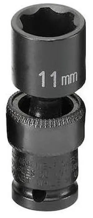 GREY PNEUMATIC 911UMS 1/4" Drive, 11mm Size, Metric Socket, 6s Points,