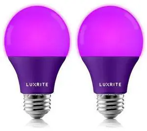 LUXRITE LR21494-2PK A19 LED Light Bulbs 8W (60W Equivalent) Purple Colored