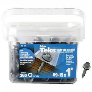 TEKS 21401 Sheet Metal Screw, #9 x 1 in, Steel Flange Hex Head External Hex