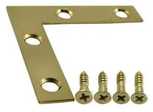 MIDWEST FASTENER 37203 3/8" x 2" Solid Brass Flat Corner Brace 5PK