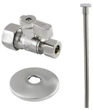 KINGSTON BRASS KF53358TKF20 Toilet Supply Kit, 58 OD x 38 OD Comp Straight