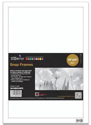 SECO SN1824WHITE Poster Snap Frame, 18" x 24", 1" Profile, White