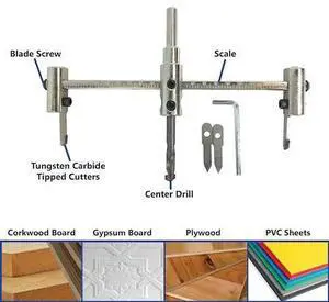 BIG HORN 19242 Adjustable Hole Saw 1-1/4 Inch to 5 Inch ( 30 mm - 127 mm)