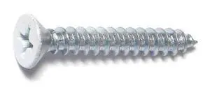 MIDWEST FASTENER 79372 Wood Screw, #9, 1-1/4 in, White Steel Flat Head Phillips