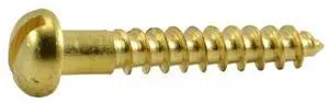 MIDWEST FASTENER 62076 Wood Screw, #4, 3/4 in, Plain Brass Round Head Slotted