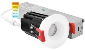 LUXRITE LR23460-1PK 1 Inch LED Recessed Downlight 5 CCT Selectable 2700K-5000K