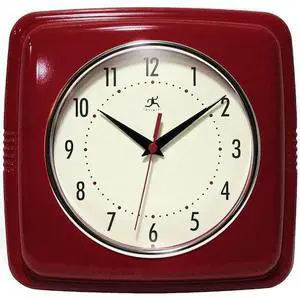 INFINITY INSTRUMENTS 13228RD-4103 Square Retro Red - 9" Square Retro Wall Clock