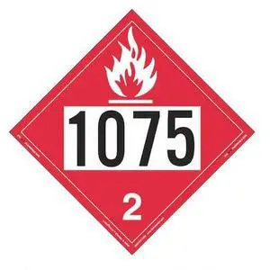 LABELMASTER ZT8-1075 Flammable Gas Placard,UN 1075,PK25