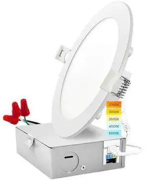 LUXRITE LR23761-1PK 6 Inch Ultra Thin LED Recessed Downlight 5 CCT Selectable