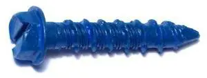 RED HEAD 08116 Tapcon Concrete Screw, 1/4" Dia., Hex, 1-1/4" L, Steel Blue