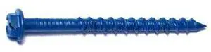 RED HEAD 08111 Tapcon Concrete Screw, 3/16" Dia., Hex, 2 1/4 in L, Steel Blue