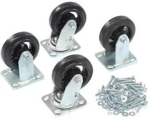 GLOBAL INDUSTRIAL 232CP3 Mold-On Rubber Caster Kit 2 Swivel, 2 Rigid, 5 x 1-1/2