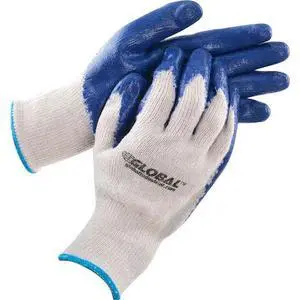 Latex Coated String Knit Work Gloves, Natural/Blue, X-Large, 1-Dozen