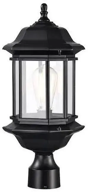 NUVO 60/6115 Hopkins Outdoor Large Post Lantern 1 Light Matte Black Finish