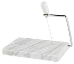 RSVP International White Marble Cheese Slicer & Cutting Board, 5" x 8" | Cut Cheeses, Meats, & Other Appetizers | Each Piece Unique in Marble Coloring | Cut & Slice with Elegance
