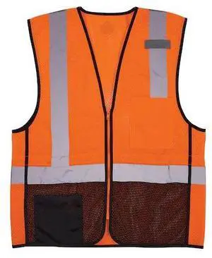 ERGODYNE 8210ZBK Hi-Vis Safety Vest w/Black Bottom L, XL Class 2 U Back,
