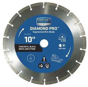 CENTURY DRILL & TOOL 75474 Diamond Rim Blade,Segmented,10"