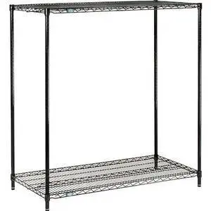 NEXEL 21243B2 Black Epoxy, 2 Tier, Wire Shelving Starter Unit, 24W x 21D x 34H
