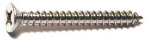 MIDWEST FASTENER 53584 Sheet Metal Screw, #12 x 2 in, 18-8 Stainless Steel Flat
