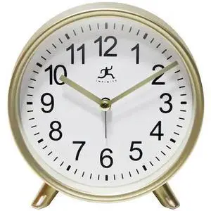 INFINITY INSTRUMENTS 15684GD-4360 Gold Tabletop Alarm Clock