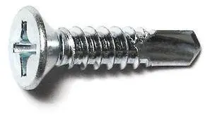 MIDWEST FASTENER 50898 Self-Drilling Screw, #12 x 1 in, Zinc Plated Steel Flat