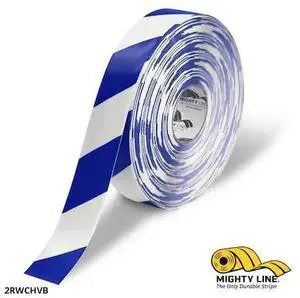 MIGHTY LINE 2RWCHVB Industrial Safety Floor Marking Tape PVC White/Blue