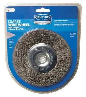 CENTURY DRILL & TOOL 76851 Bench Grinder Crimped Wire Wheel, 5" Coarse