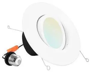 LUXRITE LR23043-1PK 5/6 Inch Gimbal LED Recessed Can Light 5 CCT Selectable