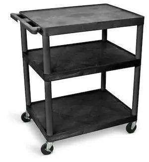 LUXOR LP40-B 40"H AV Cart - Three Large Shelves - Black