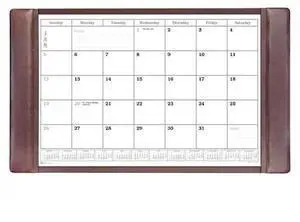 DACASSO PR-3450 Chocolate Brown Leather Desk Pad w/ 2022 Calendar, 34 x 20