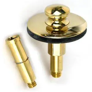 WATCO 38516-PB Push Pull Bath Stopper w-3/8 in. to 5/16 in. P, Adapter, Brass