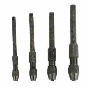 BIG HORN 19231 4 Pc Pin Vise Set Hand Held Hollow Handle Black Finish 4 Piece