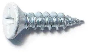 MIDWEST FASTENER 79361 Wood Screw, #5, 1/2 in, White Steel Flat Head Phillips