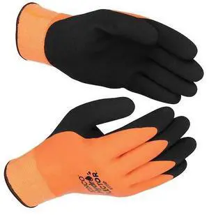 KINCO 1784P-XL Double Coated Gloves, Polyester, Orange/Black, XL 1 PR