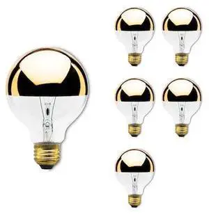 BULBRITE 861108 Incandescent Dimmable 40 Watt Half Gold Globe G25 Light Bulbs