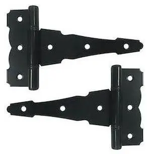 NUVO IRON HDTH6BLK BLACK GALVANIZED STEEL HEAVY DUTY DECORATIVE 6in TEE HINGES,