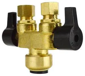 APOLLO FSBDVS1238C 1/2 in. Brass Push-To-Connect x 3/8 in. O.D. Comp. Dual