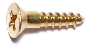 MIDWEST FASTENER 02853 Wood Screw, #6, 5/8 in, Plain Brass Flat Head Phillips