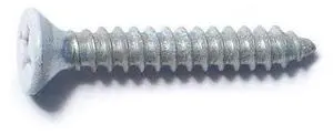 MIDWEST FASTENER 79366 Wood Screw, #7, 1 in, White Steel Flat Head Phillips